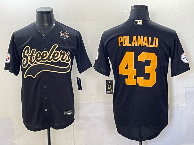 Men 2025 Pittsburgh Steelers #43 Polamalu black 3th generation Joint Name Nike Limited NFL Jersey style 008